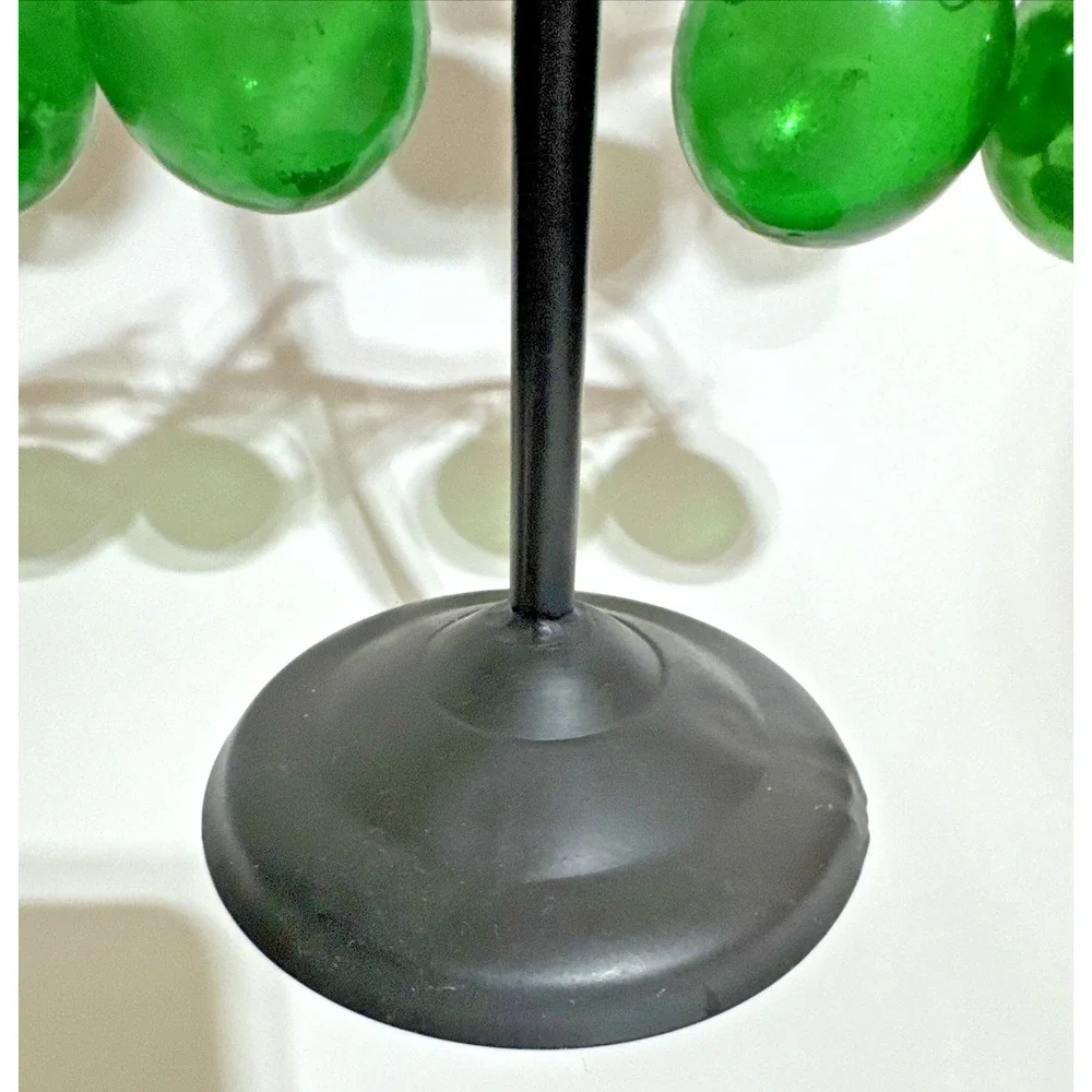 Vintage Black Christmas Candelabra With Green And Brass Ornaments 3 Candlesticks